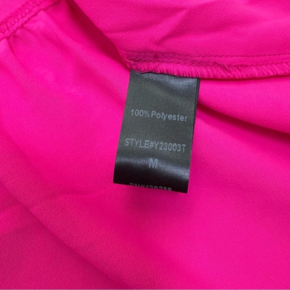 POMANDER PLACE Tuckernuck Electric Pink Crepe Kenzo Dress Ruffle Tiered M - Picture 14 of 17